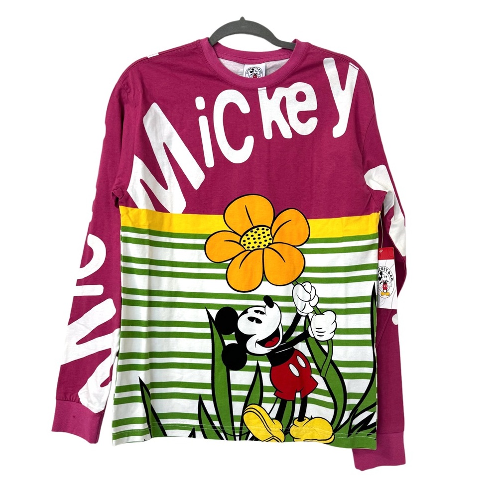 Disney Parks Mickey Mouse Yellow Flower Long Sleeve T-Shirt Unisex Size Small